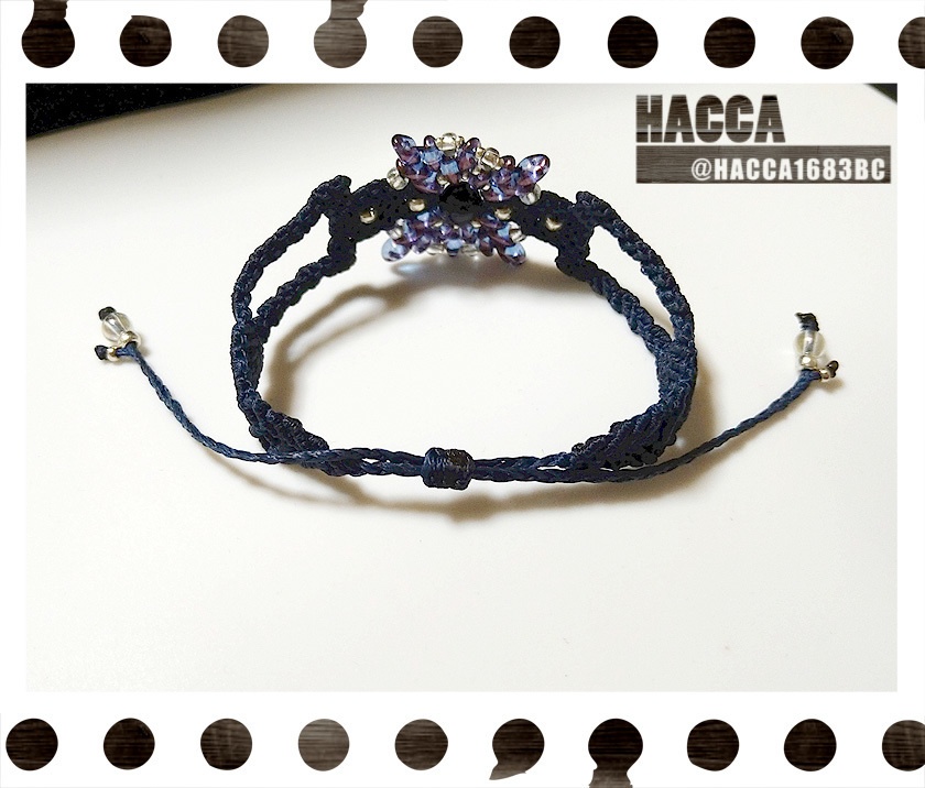 四芒星ベルトブレス【ワックスコード】【天然石】【ハンドメイドアクセサリー】