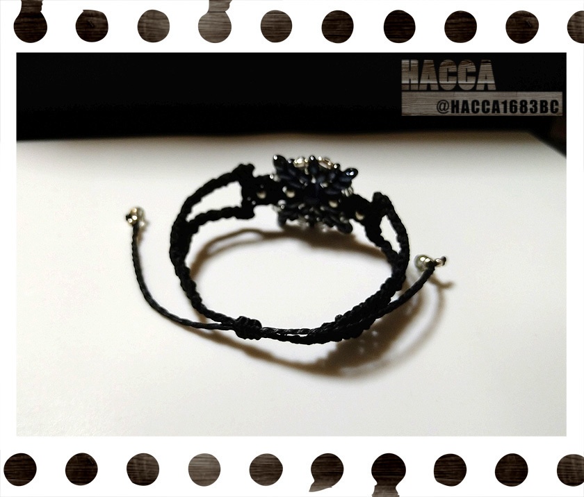 四芒星ベルトブレス【ワックスコード】【天然石】【ハンドメイドアクセサリー】