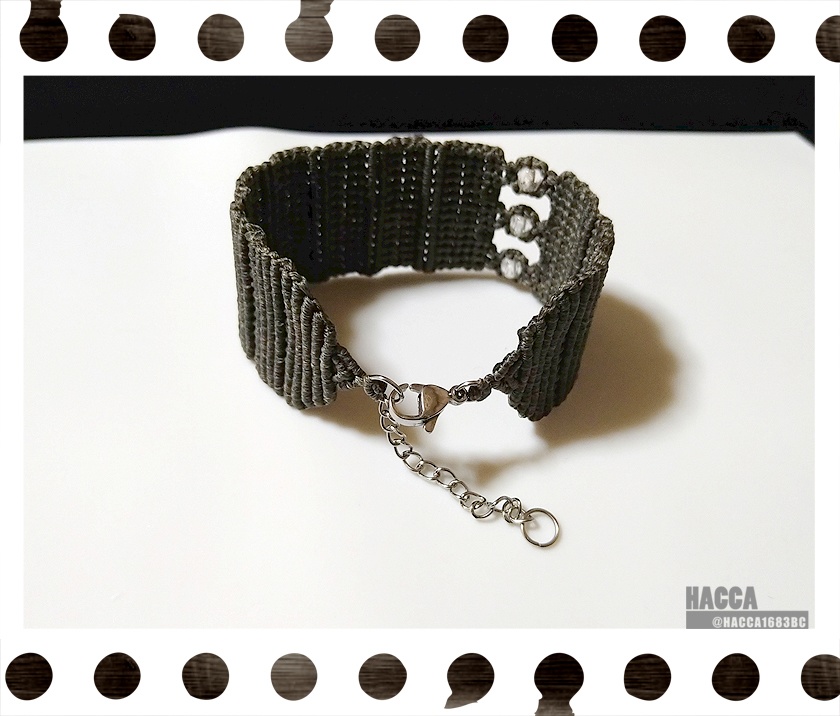 カフスブレスレット【ワックスコード】【チェコビーズ】【ハンドメイドアクセサリー】