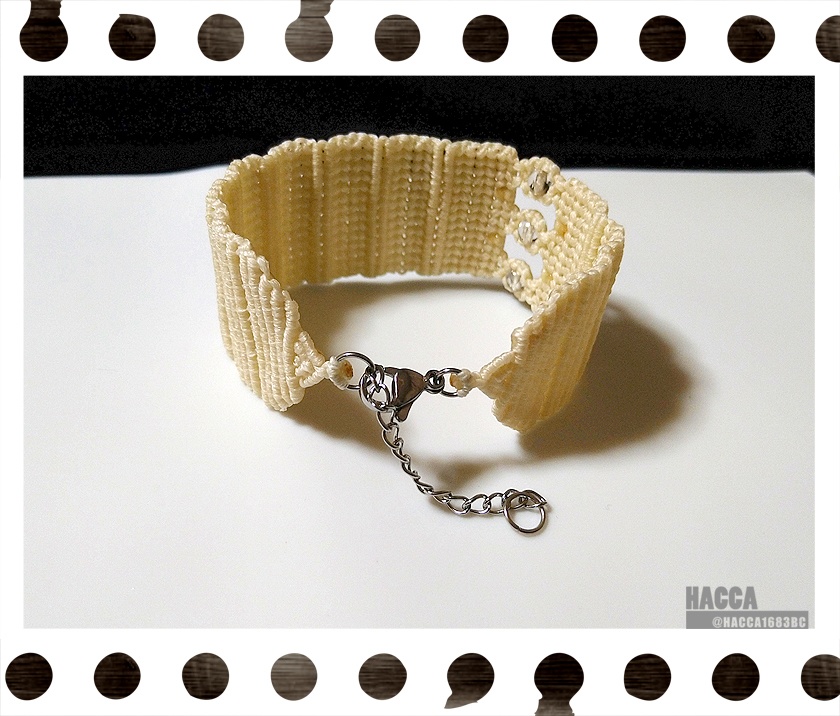 カフスブレスレット【ワックスコード】【チェコビーズ】【ハンドメイドアクセサリー】