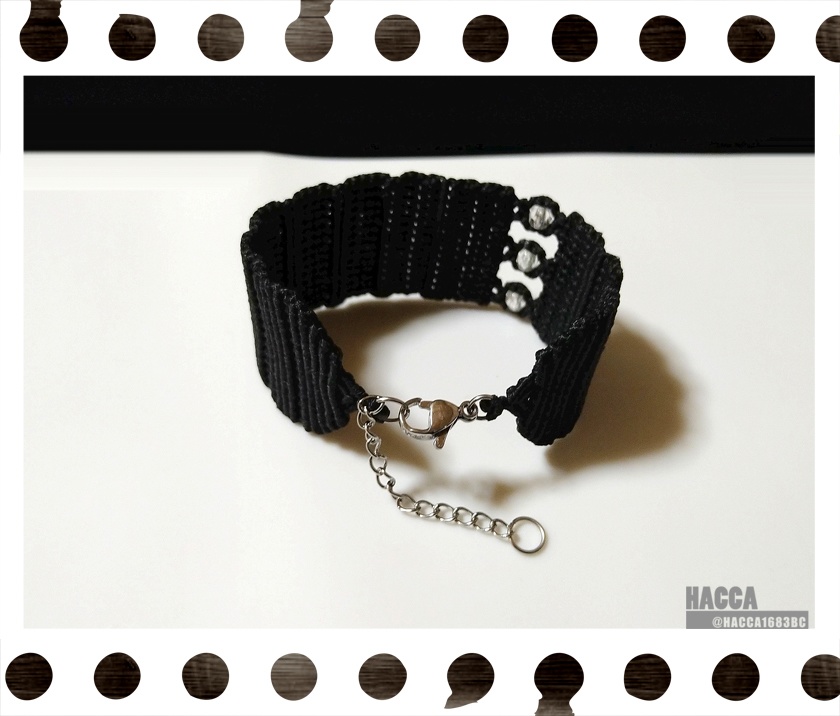 カフスブレスレット【ワックスコード】【チェコビーズ】【ハンドメイドアクセサリー】