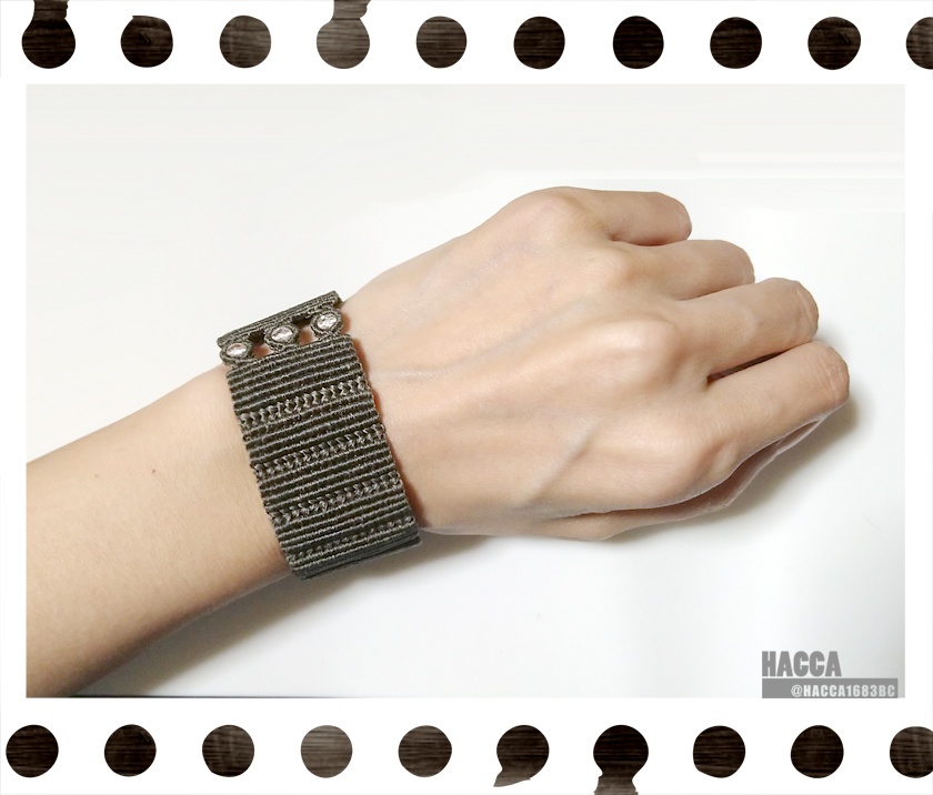 カフスブレスレット【ワックスコード】【チェコビーズ】【ハンドメイドアクセサリー】