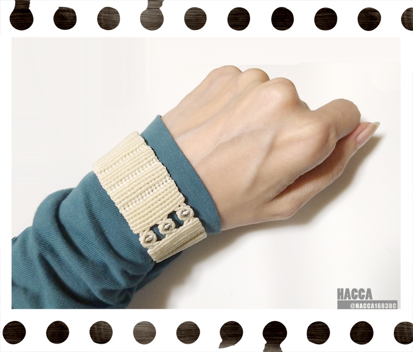 カフスブレスレット【ワックスコード】【チェコビーズ】【ハンドメイドアクセサリー】