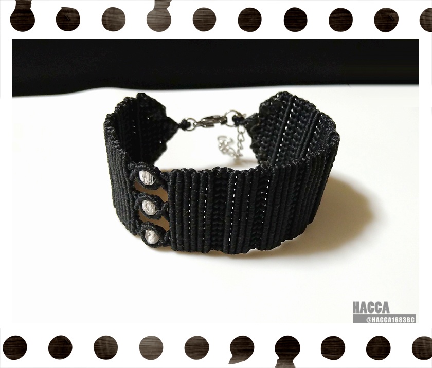 カフスブレスレット【ワックスコード】【チェコビーズ】【ハンドメイドアクセサリー】