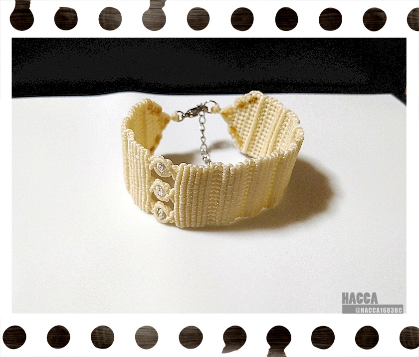 カフスブレスレット【ワックスコード】【チェコビーズ】【ハンドメイドアクセサリー】