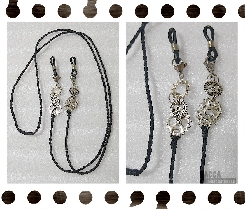 ギアグラスコード/マスクコード【歯車】【ワックスコード】【ハンドメイドアクセサリー】