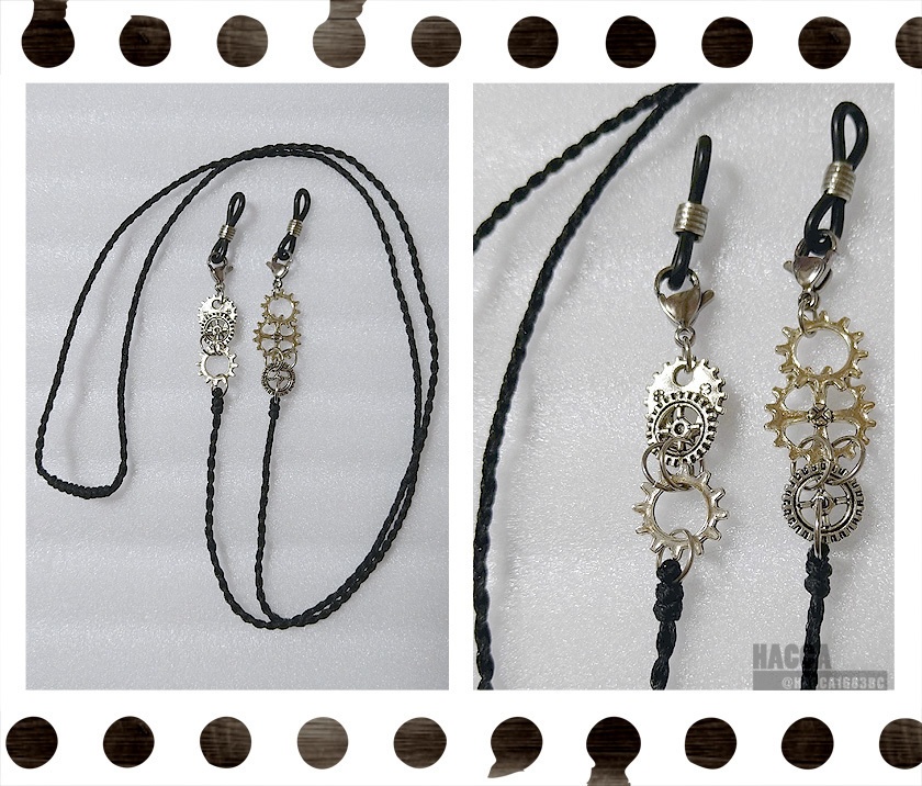 ギアグラスコード/マスクコード【歯車】【ワックスコード】【ハンドメイドアクセサリー】