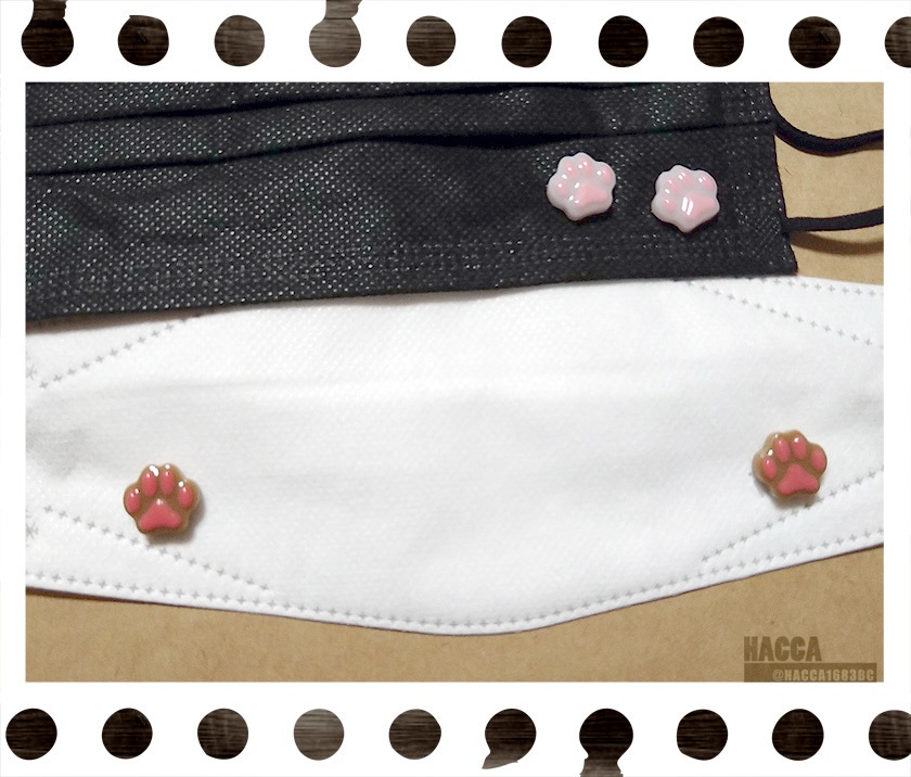 肉球マスクピアス【レジン】【マグネットピアス】【ハンドメイドアクセサリー】