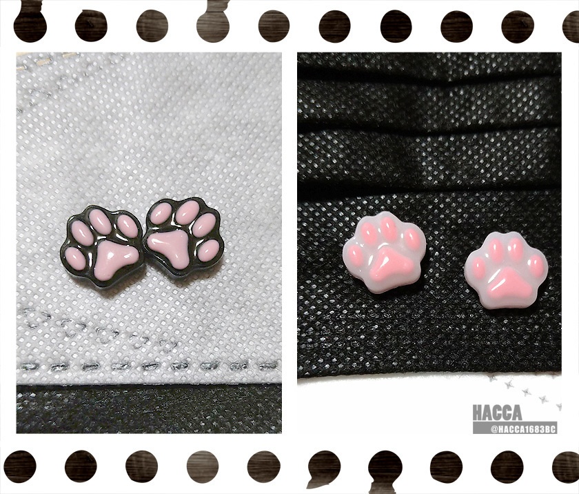 肉球マスクピアス【レジン】【マグネットピアス】【ハンドメイドアクセサリー】