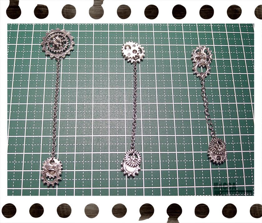 ギアチェーンマスクピアス【歯車】【マグネットピアス】【ハンドメイドアクセサリー】