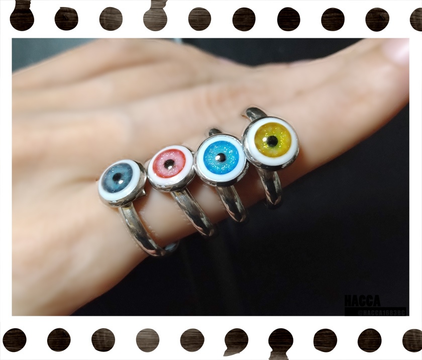 アイボールリング【レジン】【フリーサイズリング】【ハンドメイドアクセサリー】