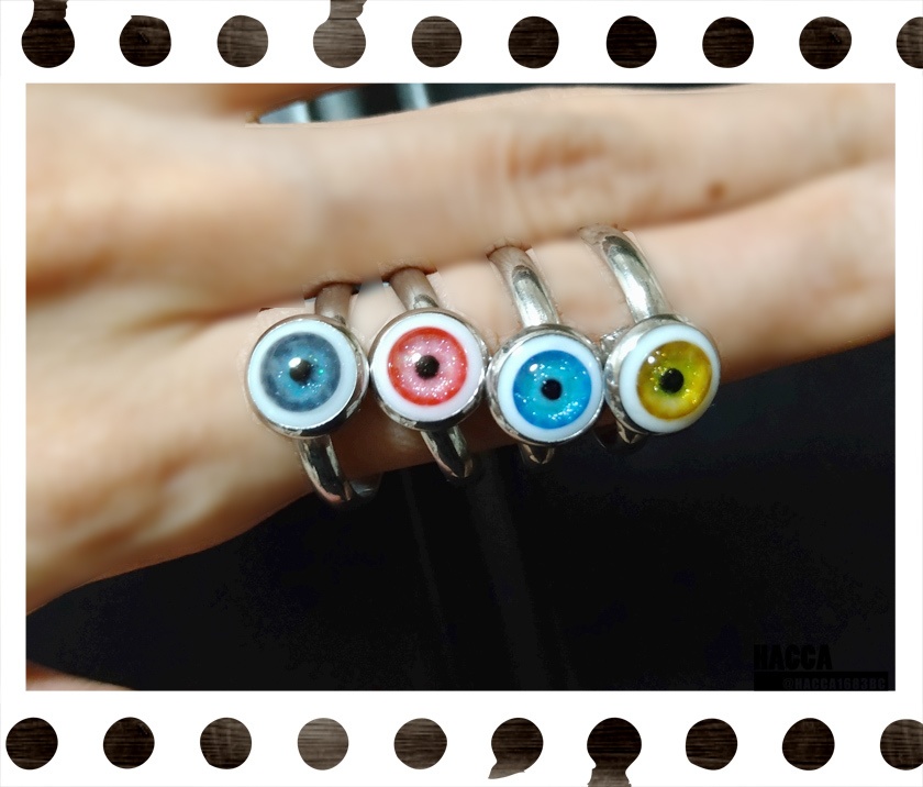 アイボールリング【レジン】【フリーサイズリング】【ハンドメイドアクセサリー】