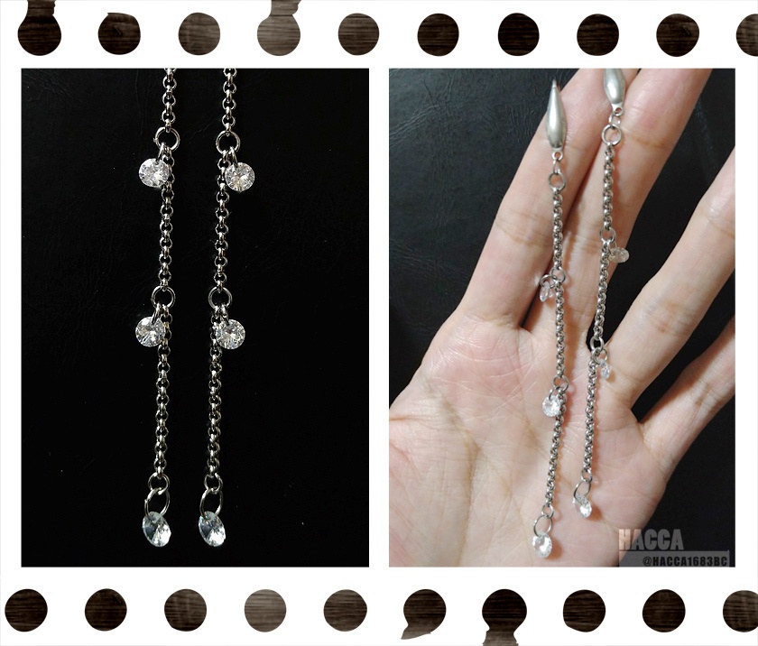 【2022七夕】スタードロップチェーンピアスセット\ノンホールピアスセット【CZ(キュービックジルコニア】【ピアス\ノンホールピアス】【ハンドメイドアクセサリー】