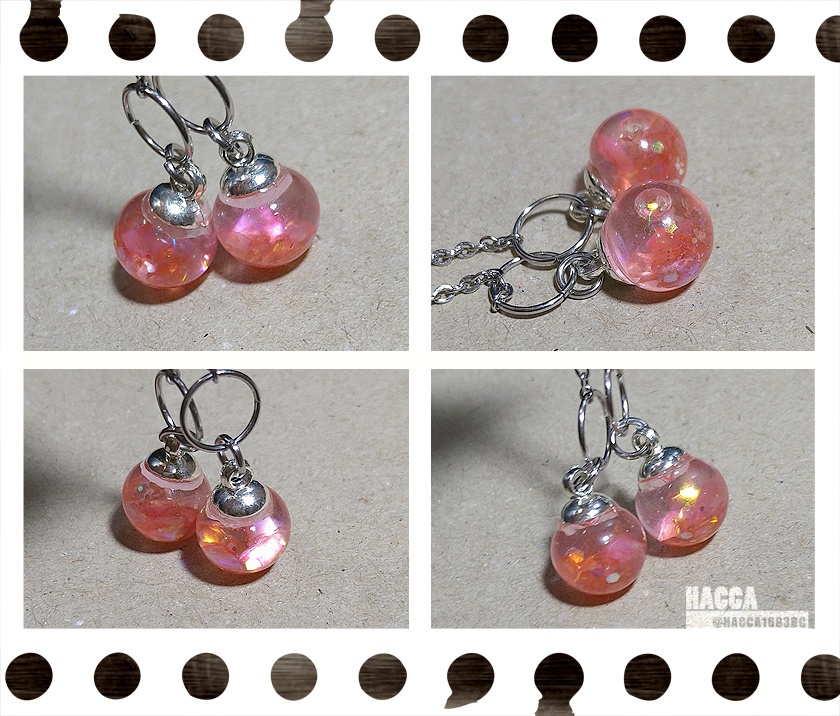 カレットムーンアクセサリーセット(ピアスセット/ネックレス)【ガラスドーム】【セット品】【ハンドメイドアクセサリー】