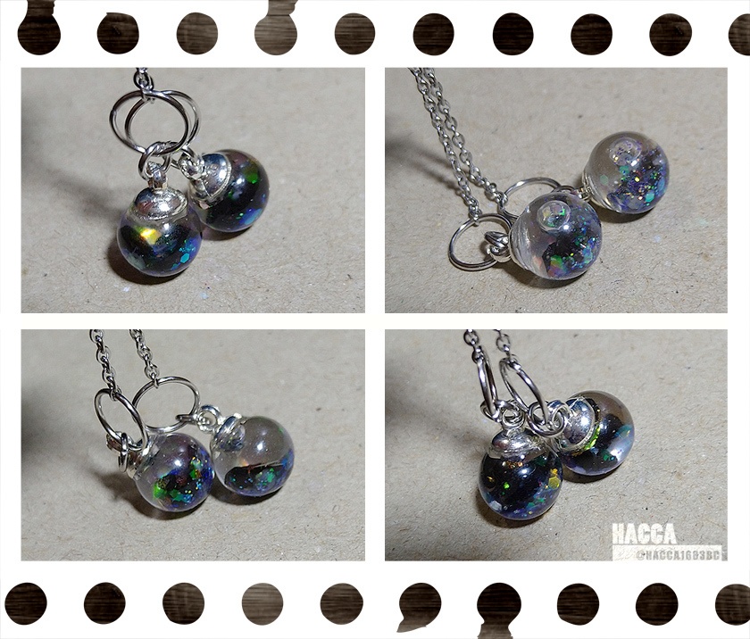 カレットムーンアクセサリーセット(ピアスセット/ネックレス)【ガラスドーム】【セット品】【ハンドメイドアクセサリー】