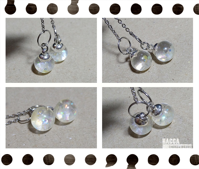 カレットムーンアクセサリーセット(ピアスセット/ネックレス)【ガラスドーム】【セット品】【ハンドメイドアクセサリー】