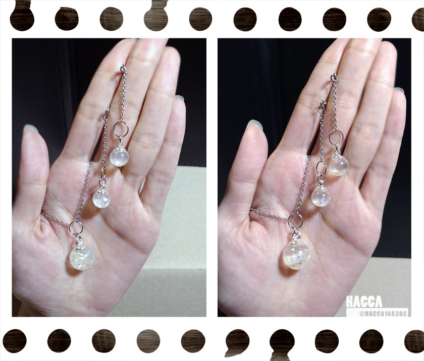 カレットムーンアクセサリーセット(ピアスセット/ネックレス)【ガラスドーム】【セット品】【ハンドメイドアクセサリー】