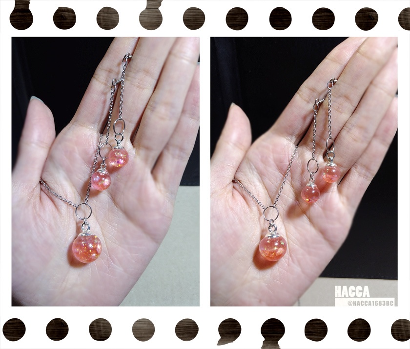 カレットムーンアクセサリーセット(ピアスセット/ネックレス)【ガラスドーム】【セット品】【ハンドメイドアクセサリー】