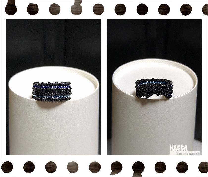 極小ビーズラインリング【ワックスコード】【ガラスビーズ】【ハンドメイドアクセサリー】