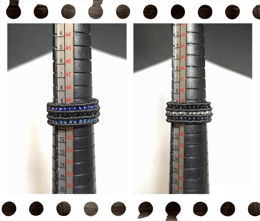 極小ビーズラインリング【ワックスコード】【ガラスビーズ】【ハンドメイドアクセサリー】