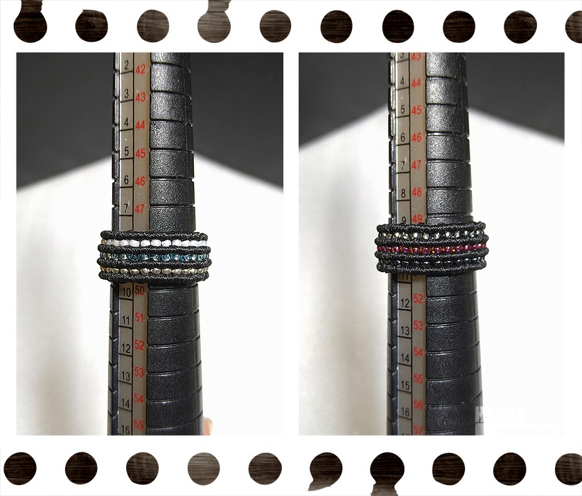 極小ビーズラインリング【ワックスコード】【ガラスビーズ】【ハンドメイドアクセサリー】