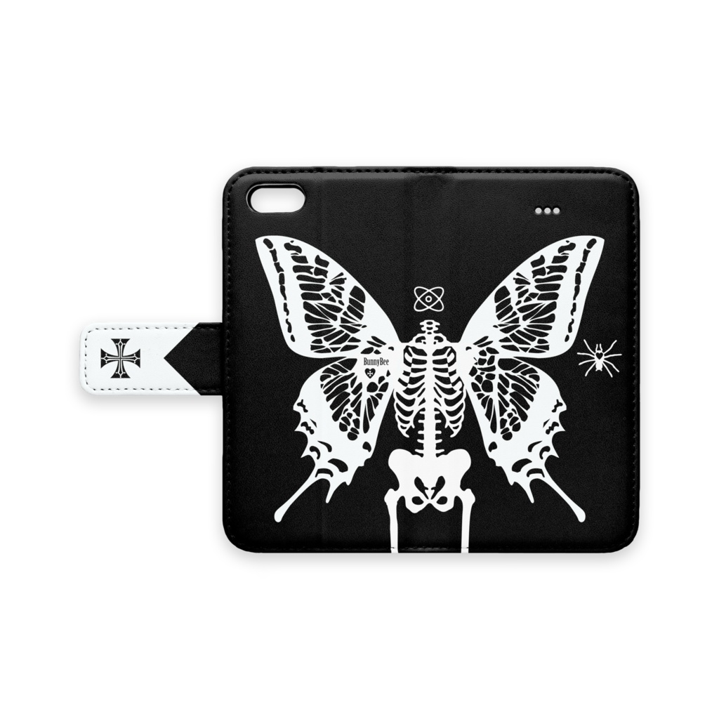 BunnyBee手帳型iPhoneケース【ヒドゥンスパイダー/ブラック】