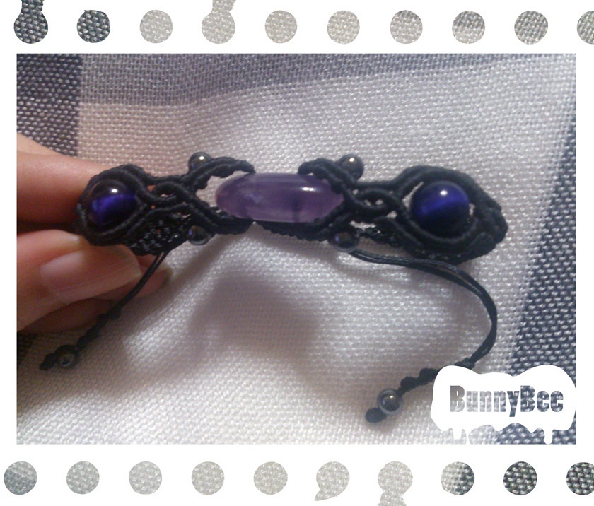 ブレスレット【アメジスト】【ブラックコード】【ハンドメイドアクセサリー】