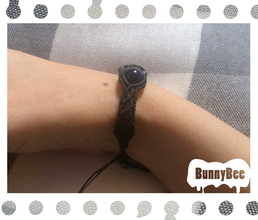 ブレスレット【アメジスト】【ブラックコード】【ハンドメイドアクセサリー】