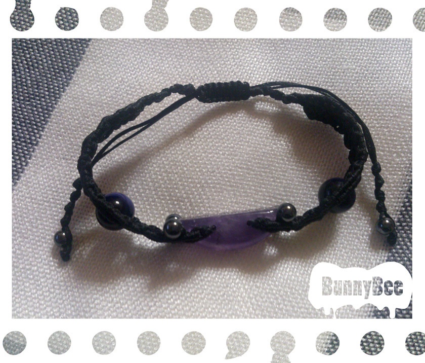 ブレスレット【アメジスト】【ブラックコード】【ハンドメイドアクセサリー】