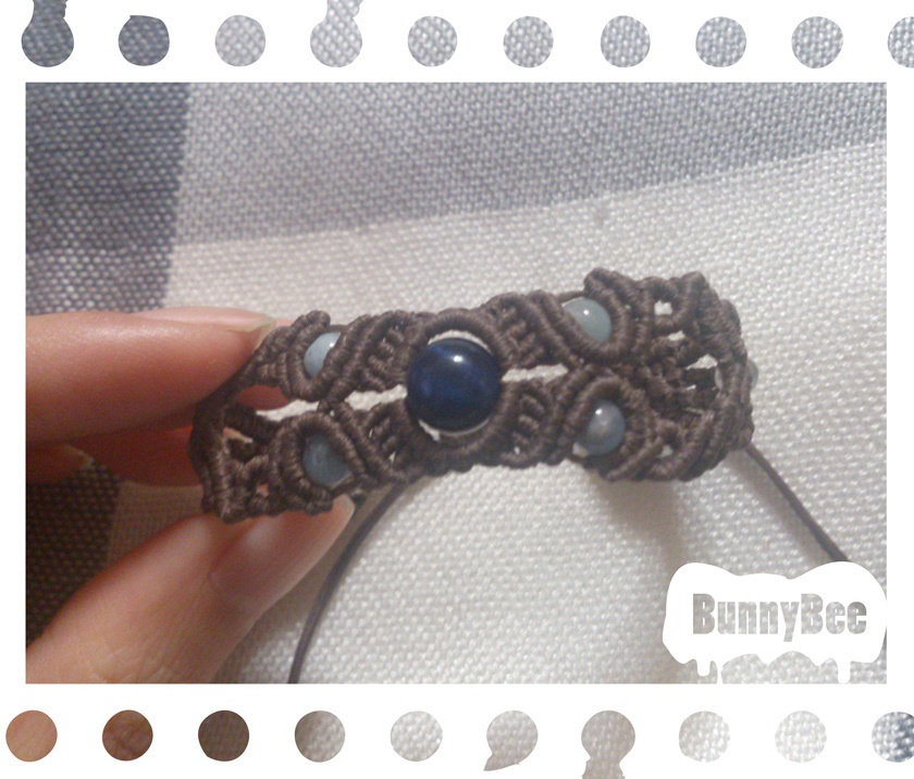 ブレスレット【マリンタイガーアイ】【ブラウンコード】【ハンドメイドアクセサリー】