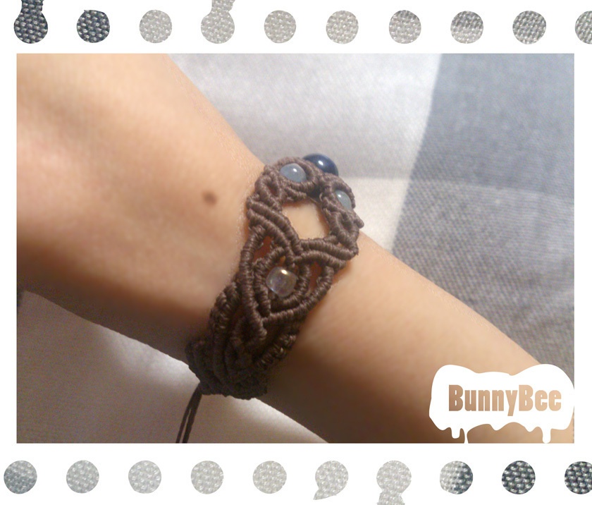 ブレスレット【マリンタイガーアイ】【ブラウンコード】【ハンドメイドアクセサリー】