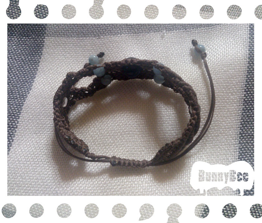 ブレスレット【マリンタイガーアイ】【ブラウンコード】【ハンドメイドアクセサリー】