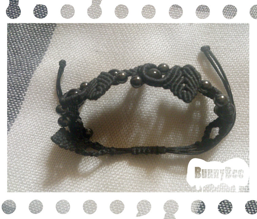 ブレスレット【レインボーオブシディアン】【ブラックコード】【ハンドメイドアクセサリー】