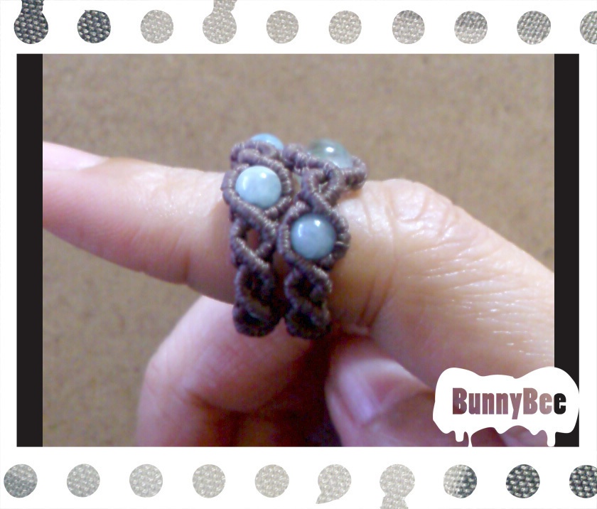 二連リング【ファントムガーデン】【ブラウンコード】【ハンドメイドアクセサリー】