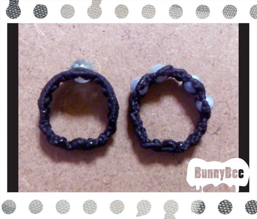 二連リング【ファントムガーデン】【ブラックコード】【ハンドメイドアクセサリー】