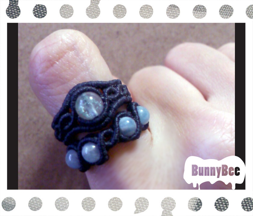 二連リング【ファントムガーデン】【ブラックコード】【ハンドメイドアクセサリー】