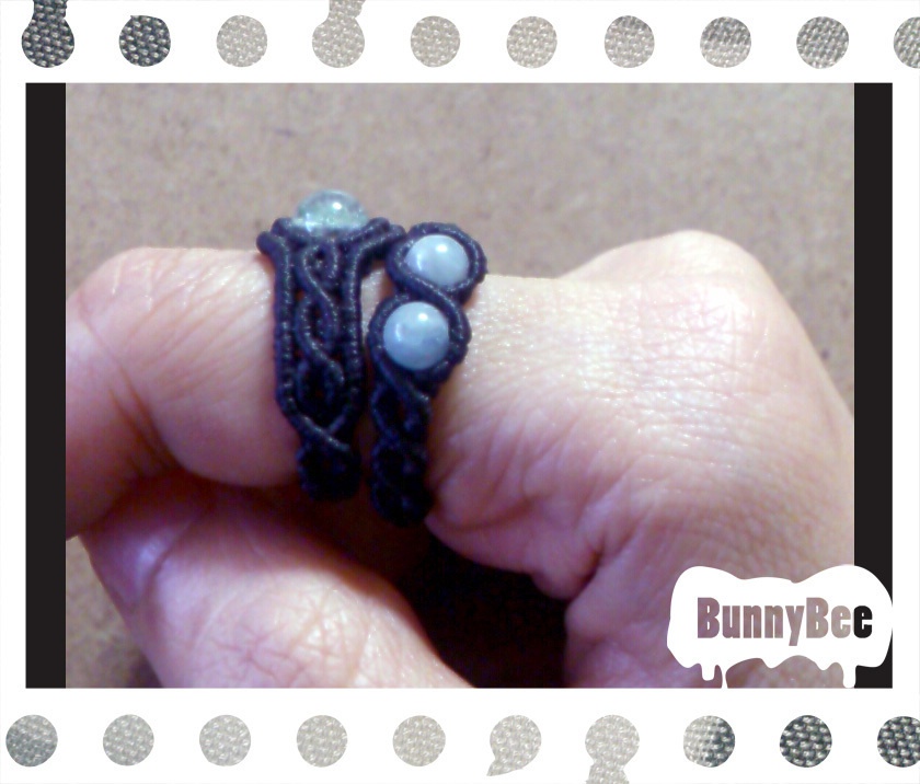 二連リング【ファントムガーデン】【ブラックコード】【ハンドメイドアクセサリー】