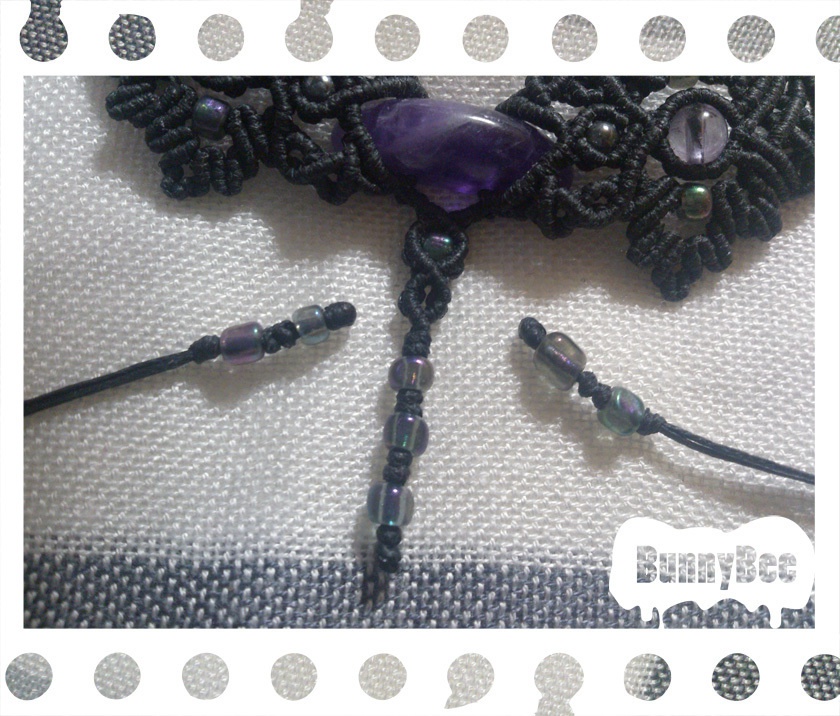 番の蝶蜂ネックレス(チョーカー)【アメジスト】【ブラックコード】【ハンドメイドアクセサリー】