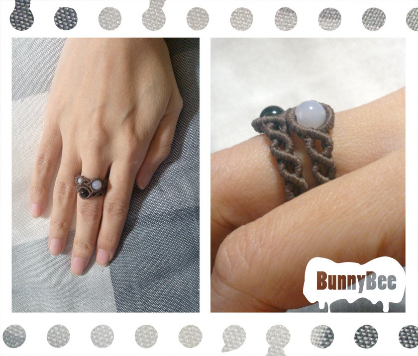 二連リング【ブラウンコード】【ハンドメイドアクセサリー】