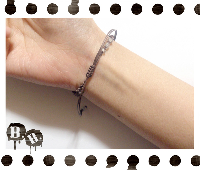 【アシンメトリー】蝶蜂のブレスレット【ローズオーラ】【ブラウンコード】【ハンドメイドアクセサリー】