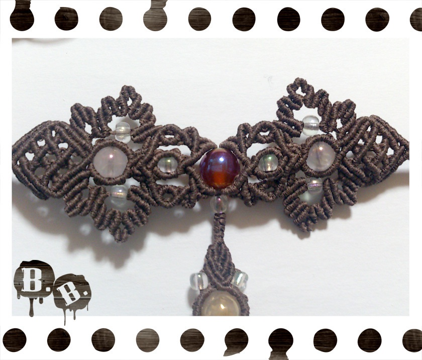 番の蝶蜂チョーカー【カーネリアンオーラ】【ブラウンコード】【ハンドメイドアクセサリー】【2018バレンタイン】