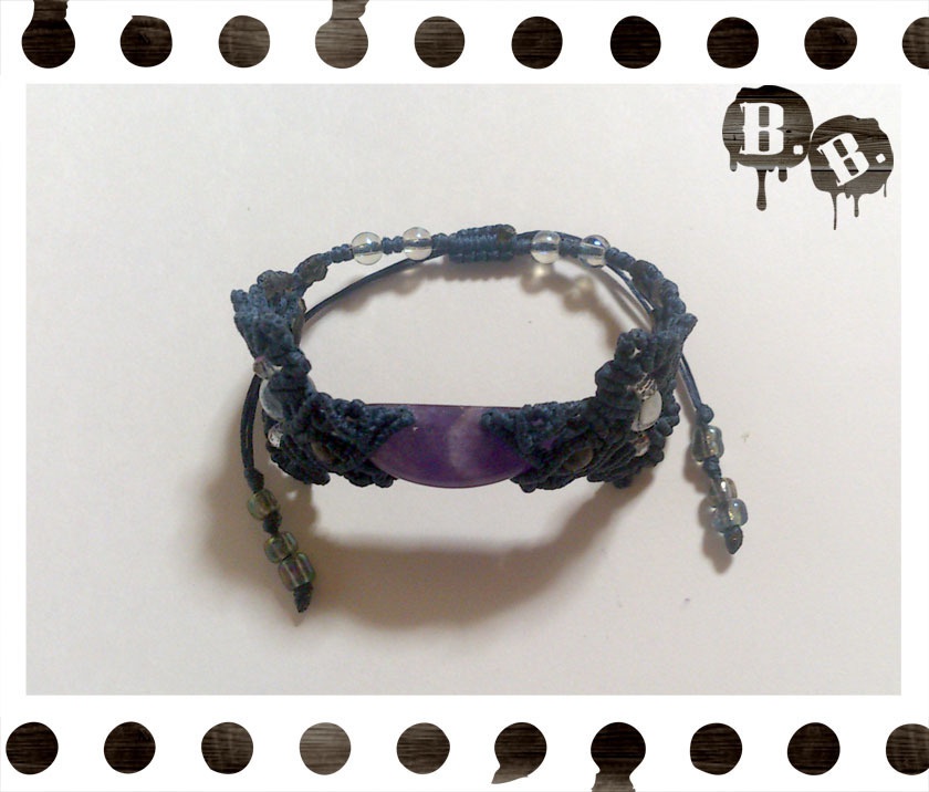 番の蝶蜂ブレスレット【ブルーオーラ】【ネイビーコード】【ハンドメイドアクセサリー】