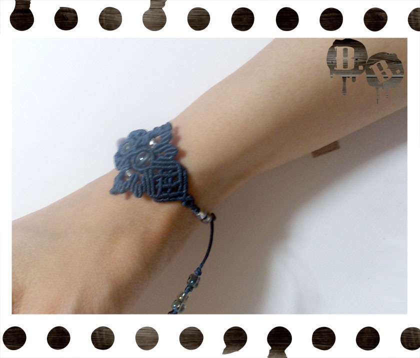 番の蝶蜂ブレスレット【ブルーオーラ】【ネイビーコード】【ハンドメイドアクセサリー】