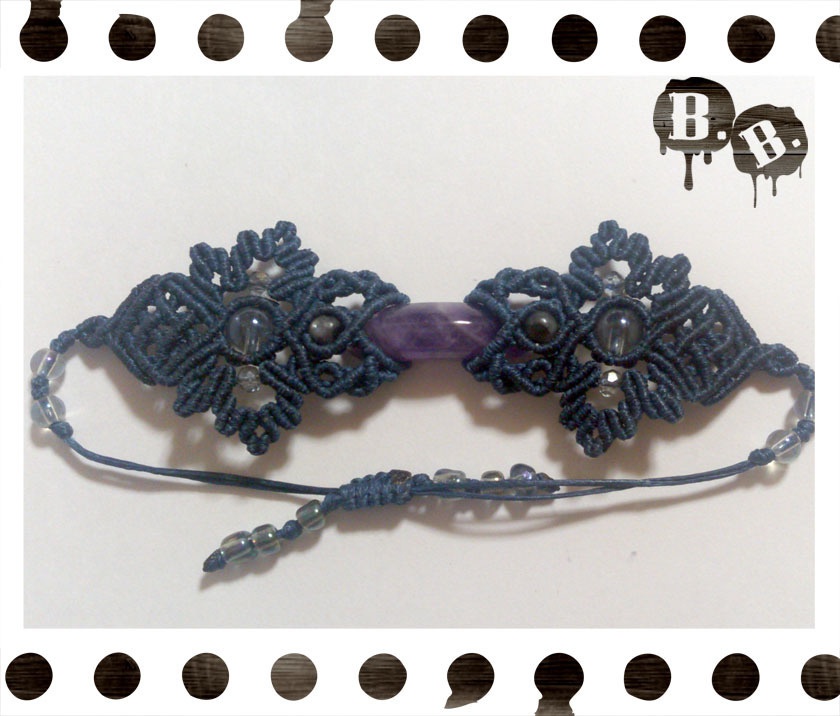 番の蝶蜂ブレスレット【ブルーオーラ】【ネイビーコード】【ハンドメイドアクセサリー】