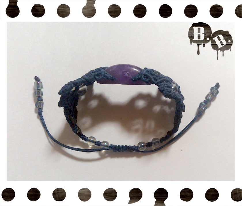 番の蝶蜂ブレスレット【ブルーオーラ】【ネイビーコード】【ハンドメイドアクセサリー】