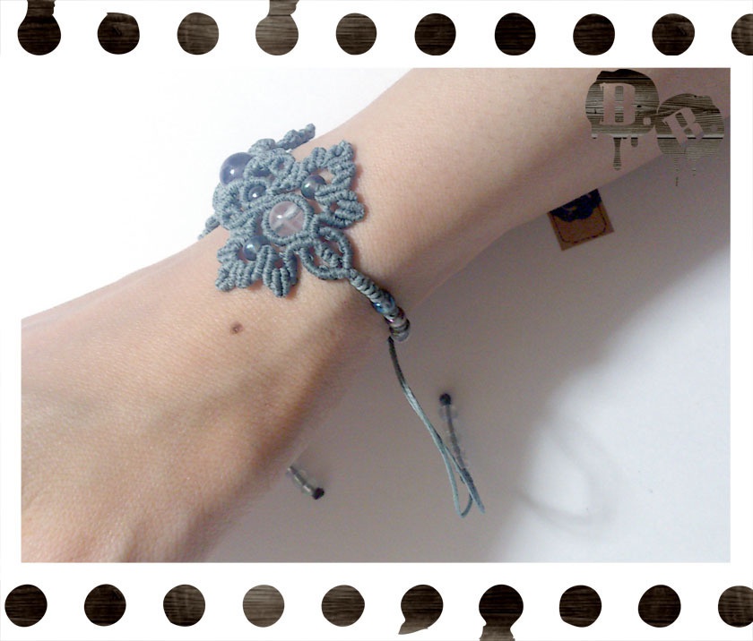 番の尾長蝶蜂ブレスレット【アメジスト】【グレーコード】【ハンドメイドアクセサリー】