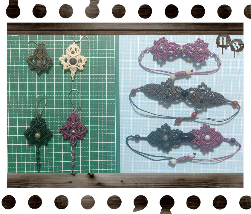 番の蝶蜂ブレスレット【オニキス】【ブラウンコード】【ハンドメイドアクセサリー】