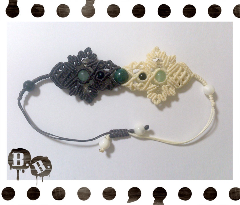 番の蝶蜂ブレスレット【クリソコラ(パイライトイン)】【バイカラーコード】【ハンドメイドアクセサリー】