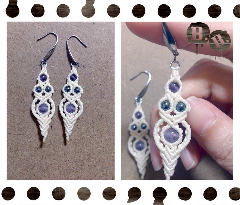 【クローバー・ウィステリア】ブレスレット・ピアスセット・二連リングセット【ラベンダーアメジスト】【ナチュラルホワイトコード】【ハンドメイドアクセサリー】