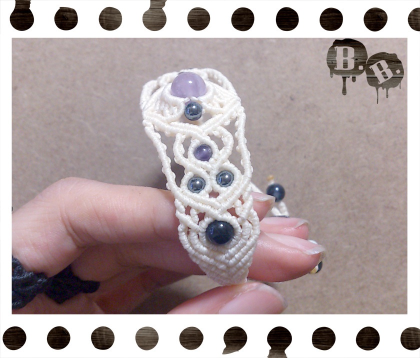 【クローバー・ウィステリア】ブレスレット・ピアスセット・二連リングセット【ラベンダーアメジスト】【ナチュラルホワイトコード】【ハンドメイドアクセサリー】